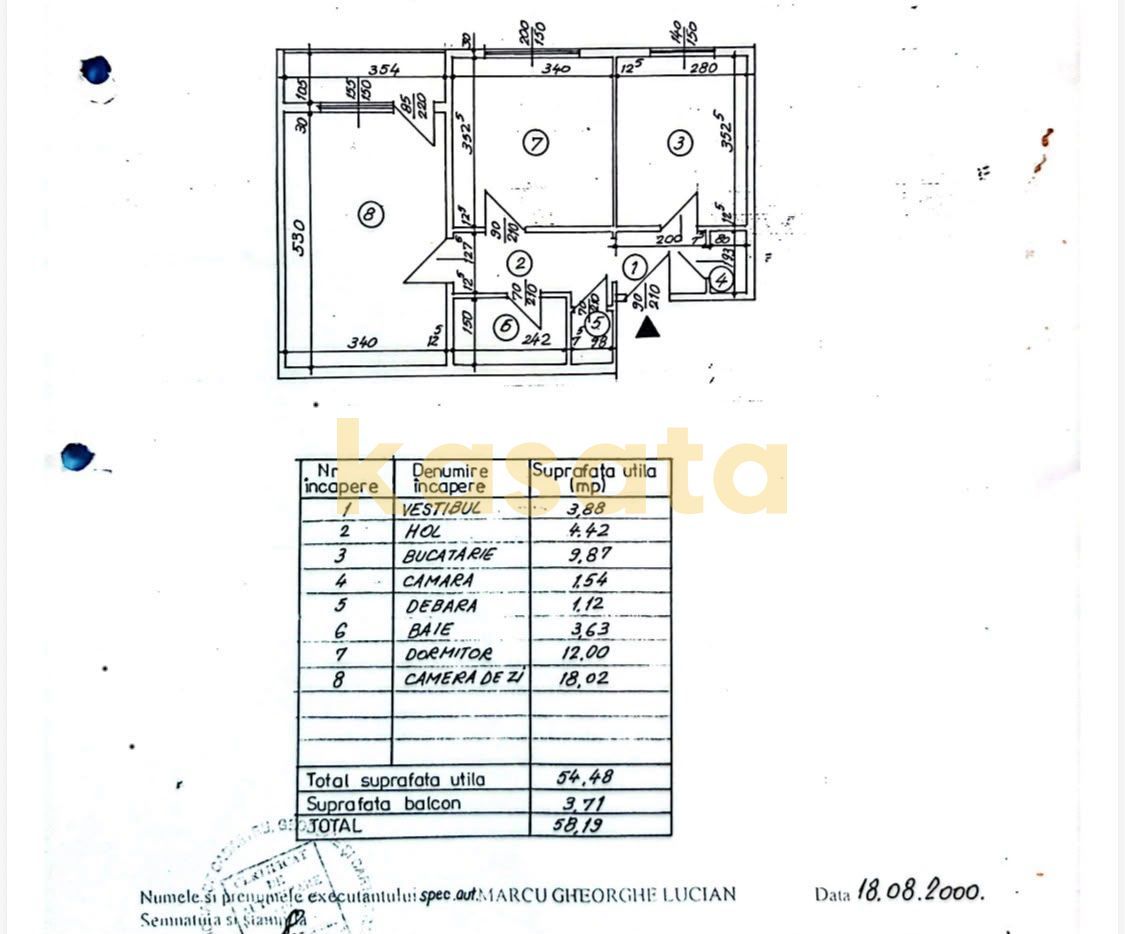 2 camere | Decomandat | 58 mp | Metrou 1 Decembrie 1918 | Boxă la subs - Schiță 15