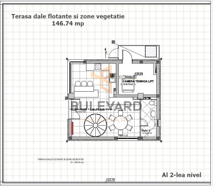 Penthouse de lux 150 mp utili + 200 mp terasa + 2 parcari subterane - Schiță 17