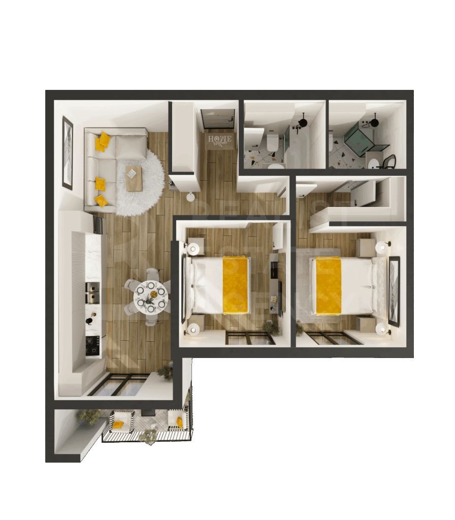 Vânzare, apartament, 2 camere + living, strada Nicolae Dimo, Durlești - Poză 6