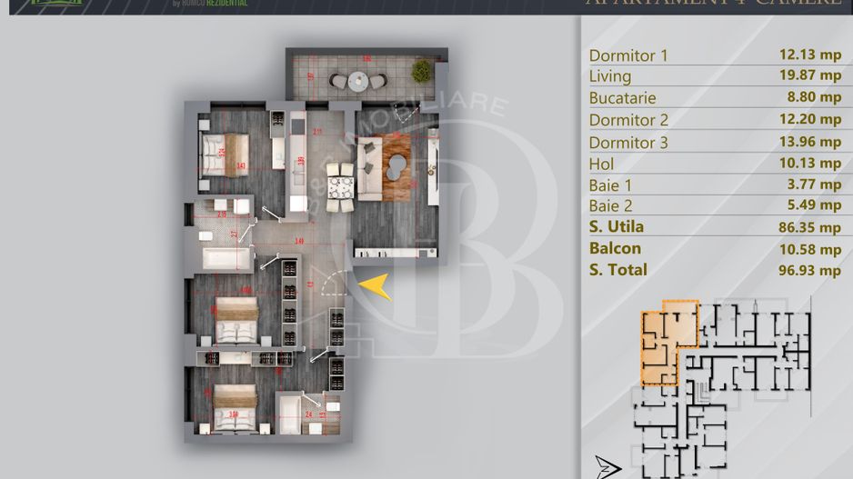 Apartament 4 camere Proiect Premium Independent Energetic - Schiță 11