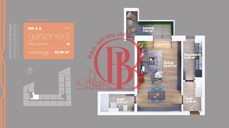 Direct Dezvoltator Garsoniera Auchan Titan Liviu Rebreanu - Schiță 2