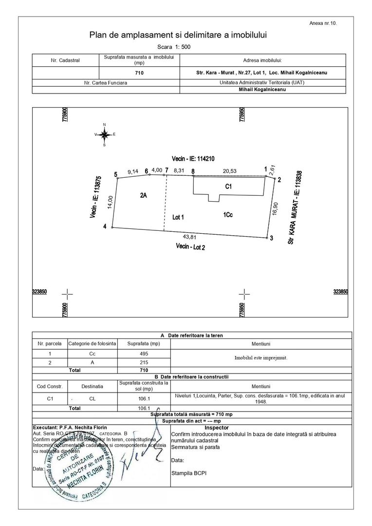 Teren 710mp Mihail Kogălniceanu | Toate Utilitățile | Deschidere 17ml - Schiță 6