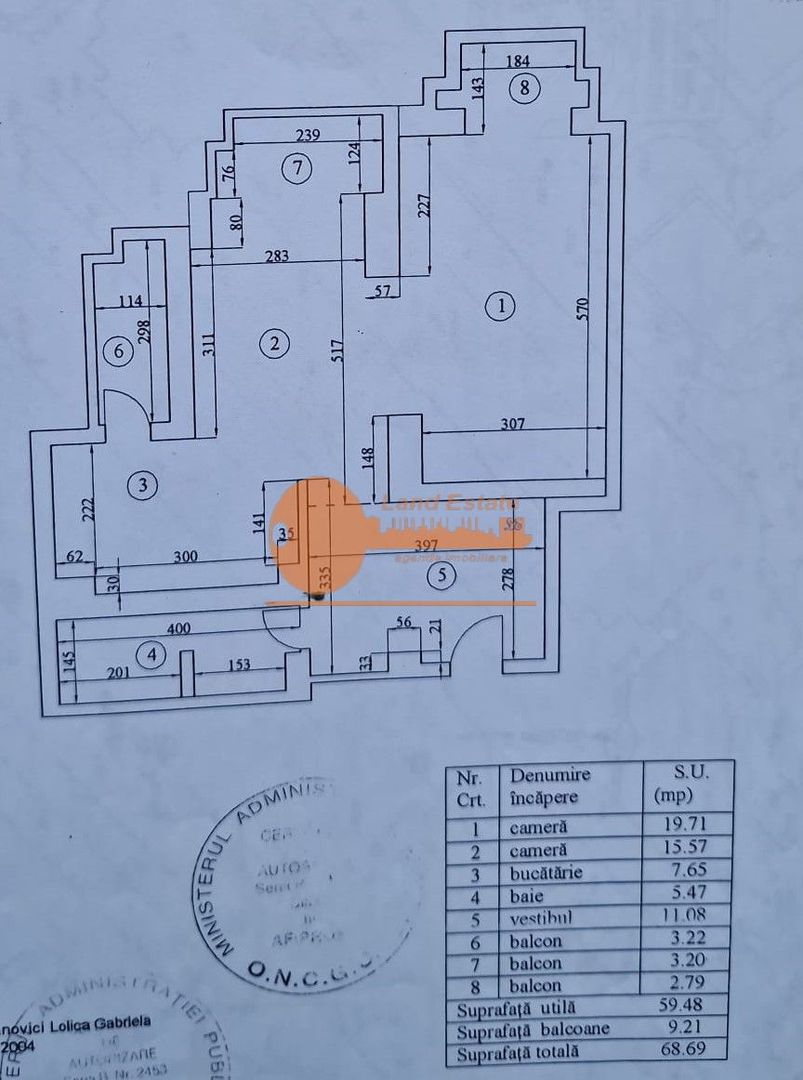 Apartament tip studio – 2 camere modificate, 68 mp, bloc 1993 - Schiță 6