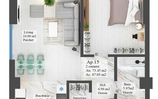 Apartament cu 2 camere de vânzare, Carpathia - Schiță 10