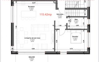 Apartament in imobil tip vila! 4 camere suprafata utila 115 mp! - Schiță 2