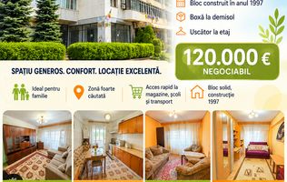 Apartament cu 4 camere, SC -133 mp, etaj 3, VASLUI - zona TRAIAN - ITM;