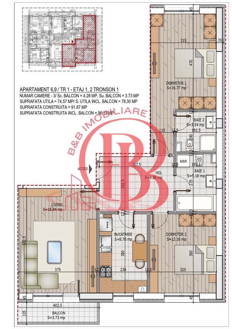 Theodor Pallady Apartament 3 camere decomandate Pret avans 15% - Schiță 9