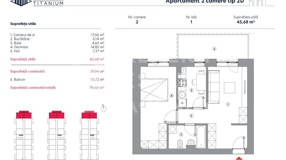 Vânzare, apartament, 2 camere tip 2D, HILS Titanium, București - Poză 10