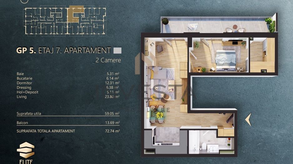 Oportunitate!  2 camere in Elite City Finisat 2870 euro/mp ! - Poză 2