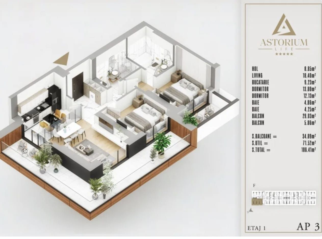 AP. 3CAM DECOMANDAT -BLOC IN CURS DE FINALIZARE / ASTORIUM LIFE! - Poză 3
