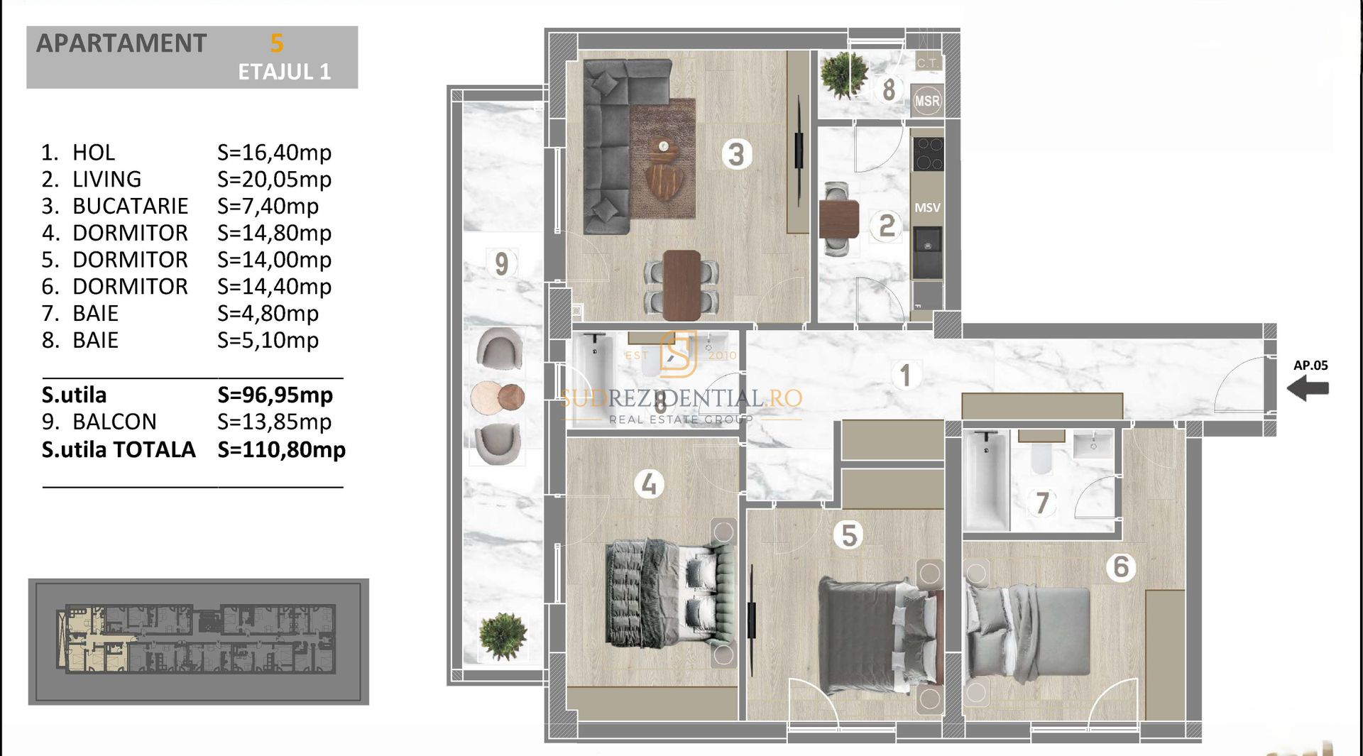 Apartament cu 4 camere de vanzare, zona Parc Tudor Arghezi, Grand Arena - Schiță 8