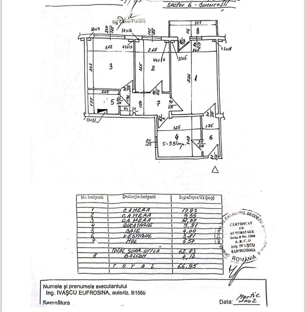 3Camere–Lujerului 2Min de Metrou, Mobilat, Centrală Propr, Reabilitat - Schiță 7