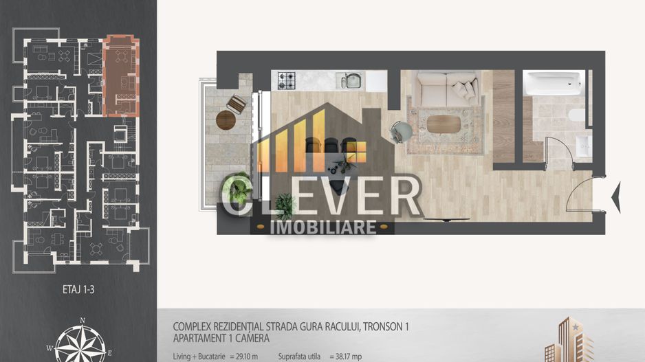 Studio 1 camera | 8 min metrou Teclu - Comision 0% - Poză 2