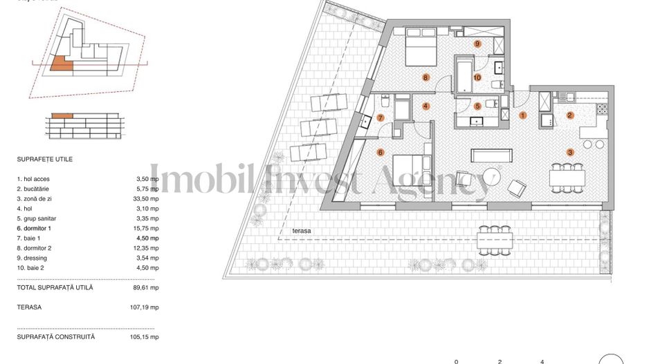 Apartament 3 camere de vanzare Pipera in bloc cu vedere la lac - Schiță 3