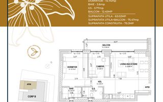 Bloc Boutique | 3 camere Unirii | Loc parcare inclus - Schiță 2