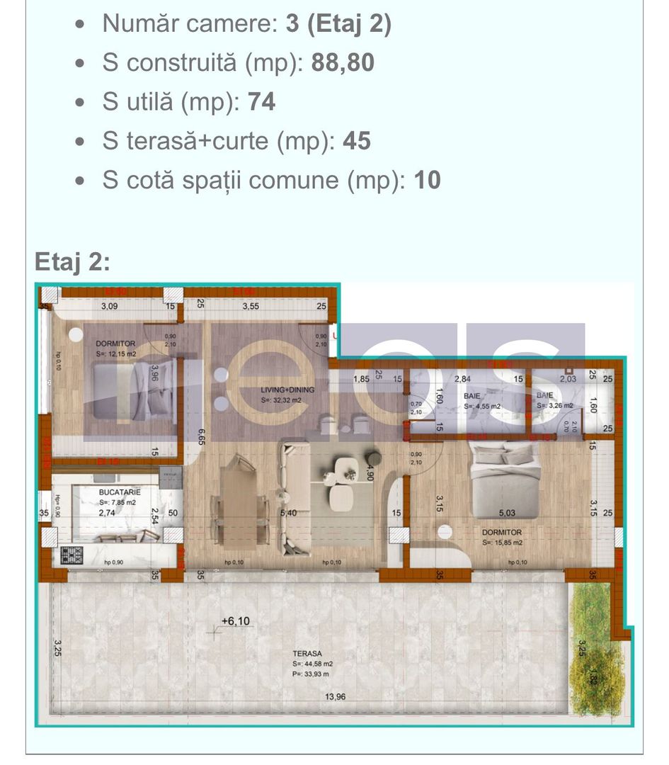 | APARTAMENT 3 CAMERE-77.7 MP UTILI + TERASA 45 MP | DOMENII - Poză 14