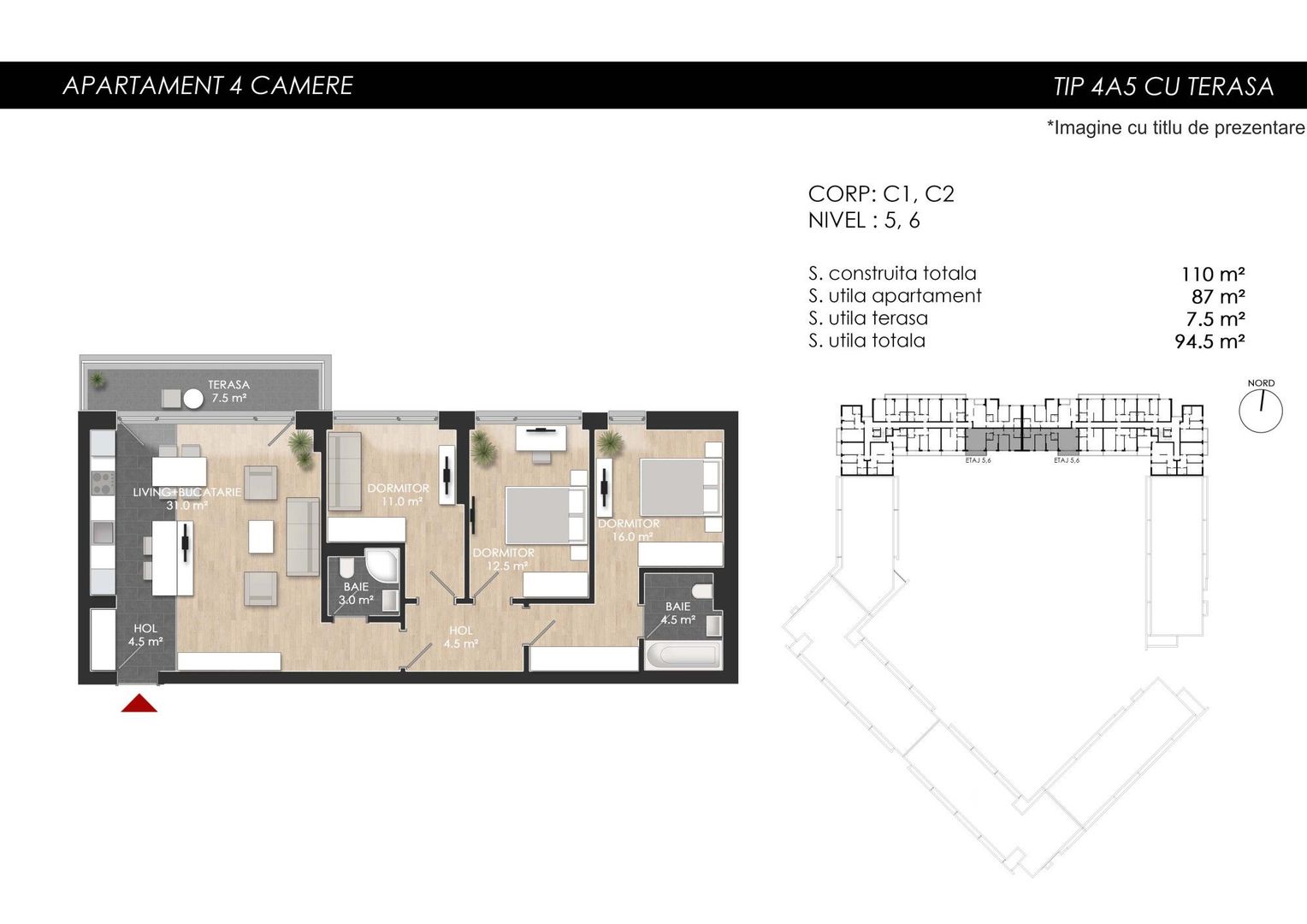 Apartament 4 camere Sector 1 Zona Mall Colosseum - Schiță 19