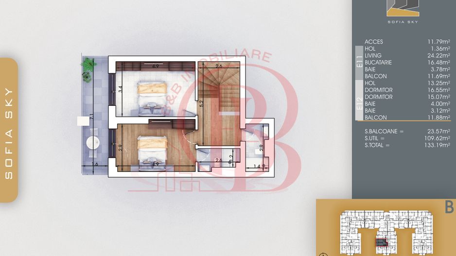 Apartament 3 camere-Duplex Bloc Finalizat Theodor Pallady - Schiță 5