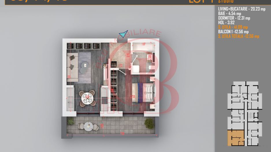 Apartament 2 camere Modern-Theodor Pallady Metrou Teclu - Schiță 2