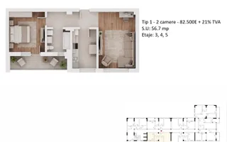 Apartamente 2 camere PLATINUM RESIDENCE Faza 3 - 2026 - Grand Arena - Schiță 28