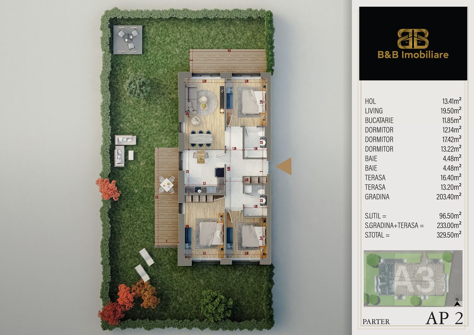 4 camere cu gradina PREMIUM-Pallady -direct dezvoltator - Schiță 8