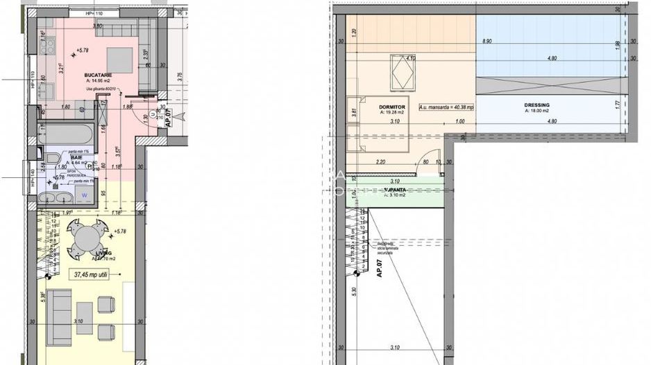 Penthouse de vânzare în Sibiu – 2 camere, mobilat complet, zona Industriala Vest - Schiță 11