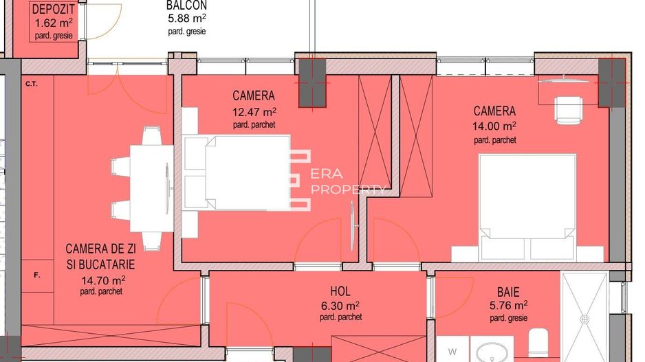 Apartament 3 Camere -55 mp -Selimbar – zona Doamna Stanca - Schiță 9