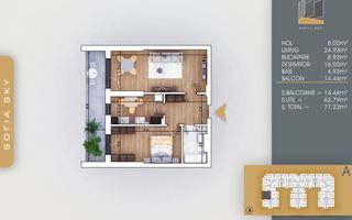 2 camere decomandat spatios  7 minute Metrou N. Teclu - Schiță 8