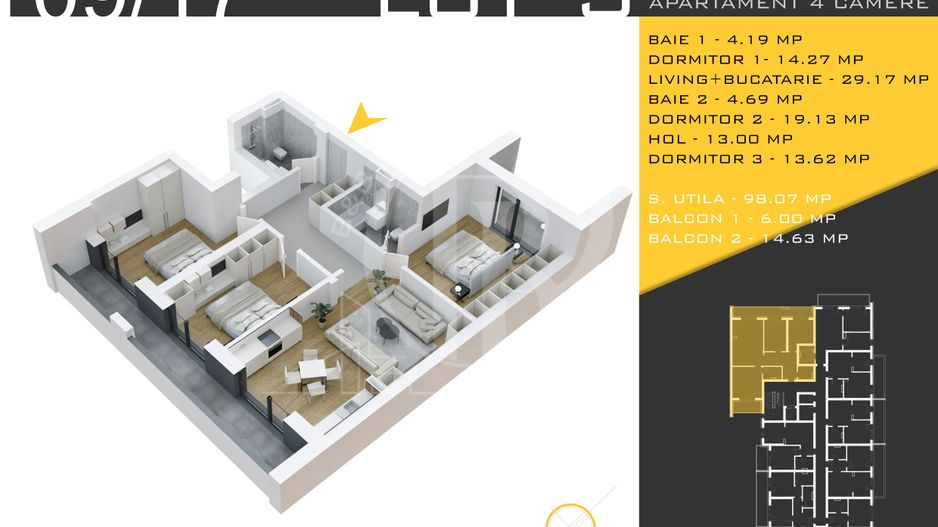 4 camere  Titan Pallady  Metrou Nicolae Teclu - Schiță 3