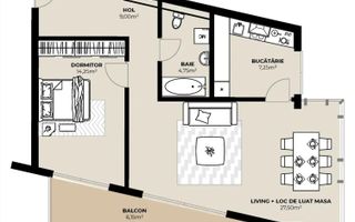 Apartament 2 camere de vânzare 62,75 mp Et.1 Mărăști Fabricii - Poză 1