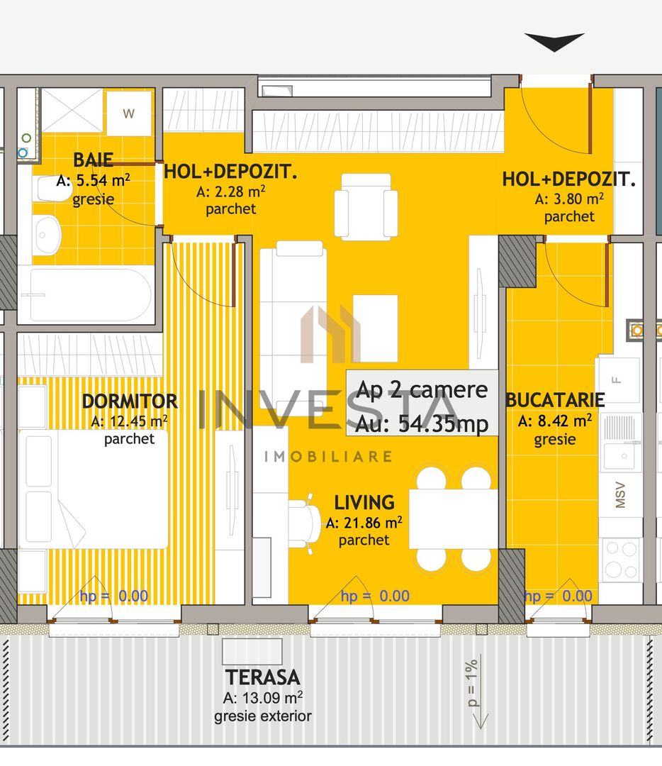 Apartament cu 2 camere in Iris - Ansamblu Exclusivist, imobil nZEB - Schiță 2