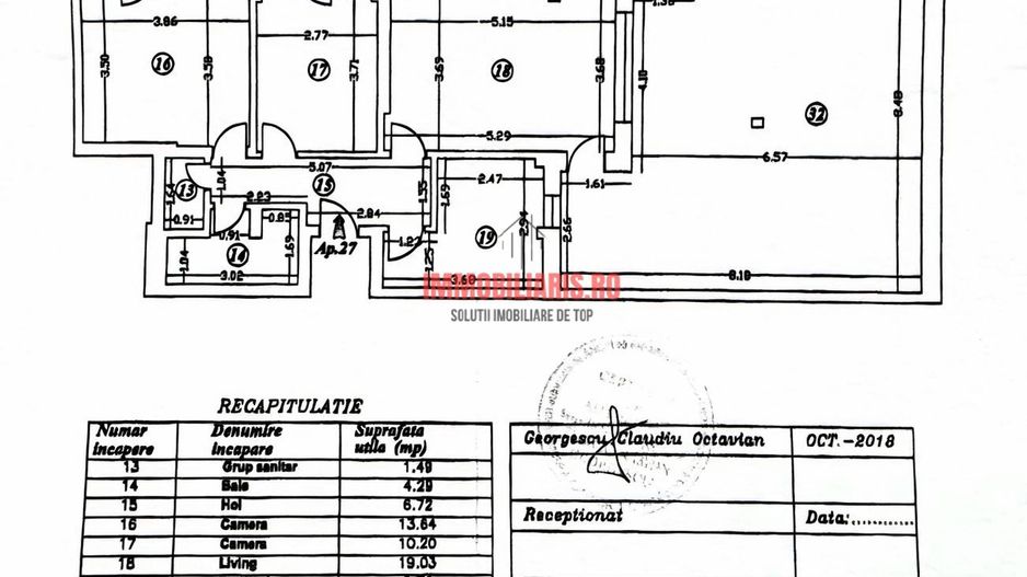 Pallady Metrou 10 min - Terasă 58 mp - Centrală Proprie - Comision 0% - Schiță 19