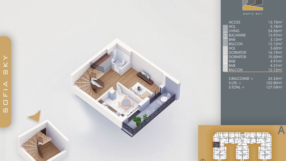 3 camere duplex Finalizare Rapida Titan 700 m Metrou N Teclu - Schiță 7