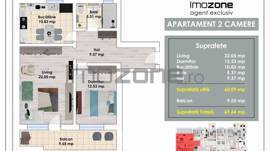 2 Camere | la 5 min de Autogara Militari | 70 mp | Bloc Nou | Comision 0% - Poză 1