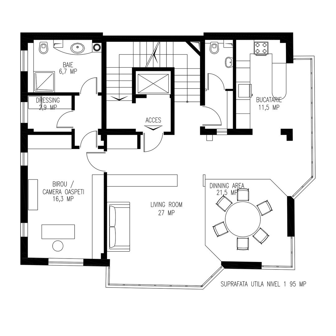 Apartament duplex 4 camere 4 bai 200 mp Bucuresti Domenii - Schiță 3