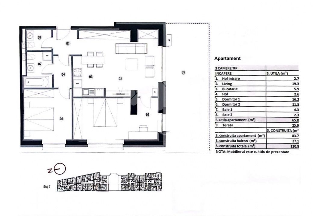 Apartament 3 camere | Terasa | Barbu Vacarescu | 2 locuri de parcare - Poză 22