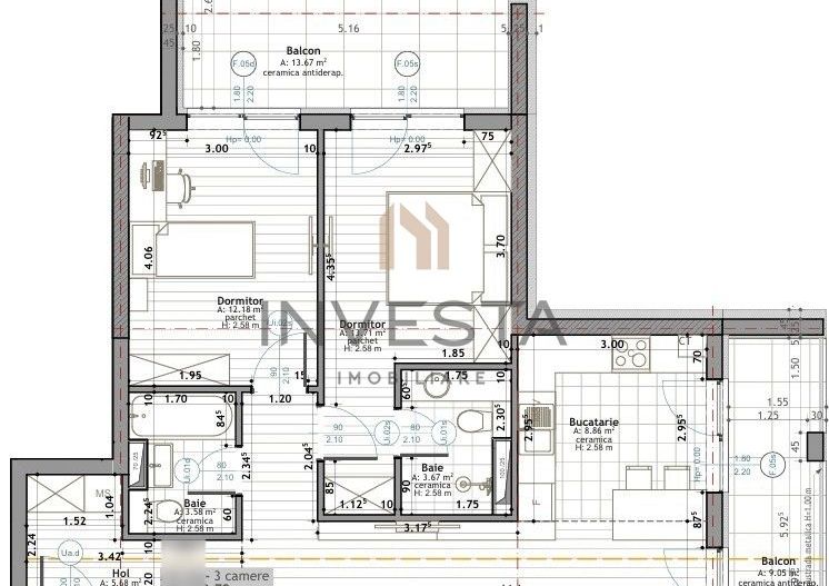 Apartamente cu 3 camere, bloc premium, vedere asupra orasului, Zorilor - Schiță 13