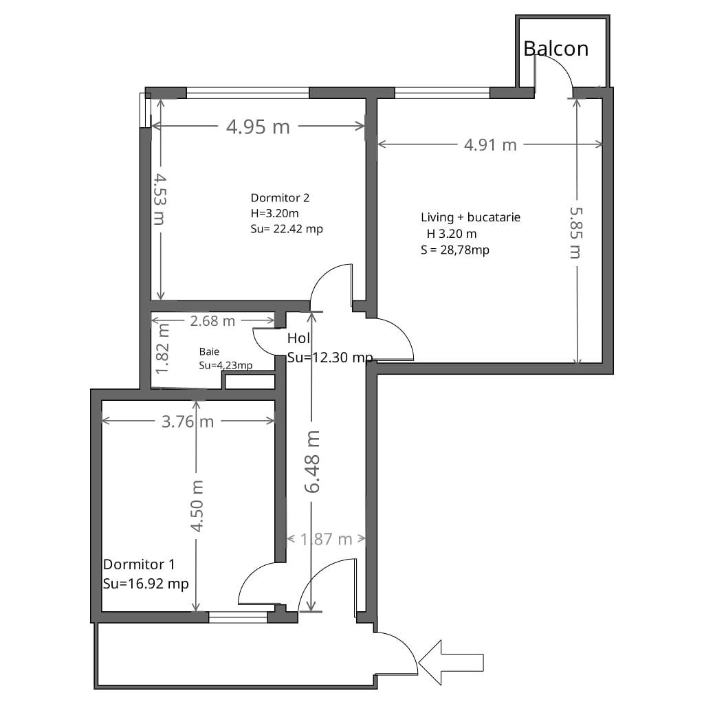 Apartament 3CAM DECOMANDATE 84MP ETAJ 1 - PIATA MIHAI VITEAZU - Poză 10