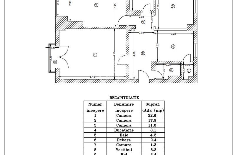 Apatament 3 camere decomandat de vanzare in zona Alba Iulia - Burebista - Schiță 8