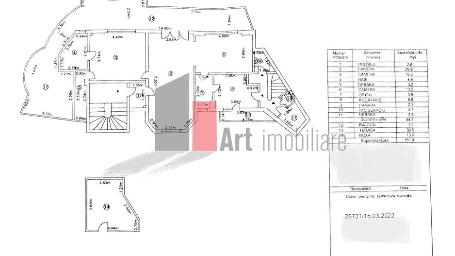 Apartament unicat, 3 camere, terasa 50mp | Ultracentral-cartierul Evreiesc - Schiță 15