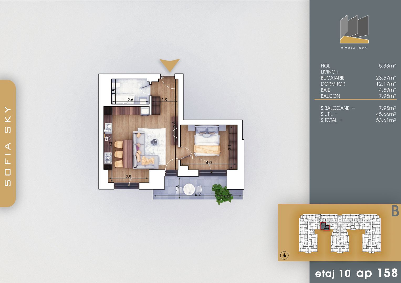 2 camere semidecomandat investitie langa Metrou N. Teclu - Schiță 5