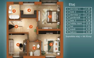 Popesti Leordeni-Duplex 5 camere - 4 bai-Terasa + Curte-250 MP - Poză 28