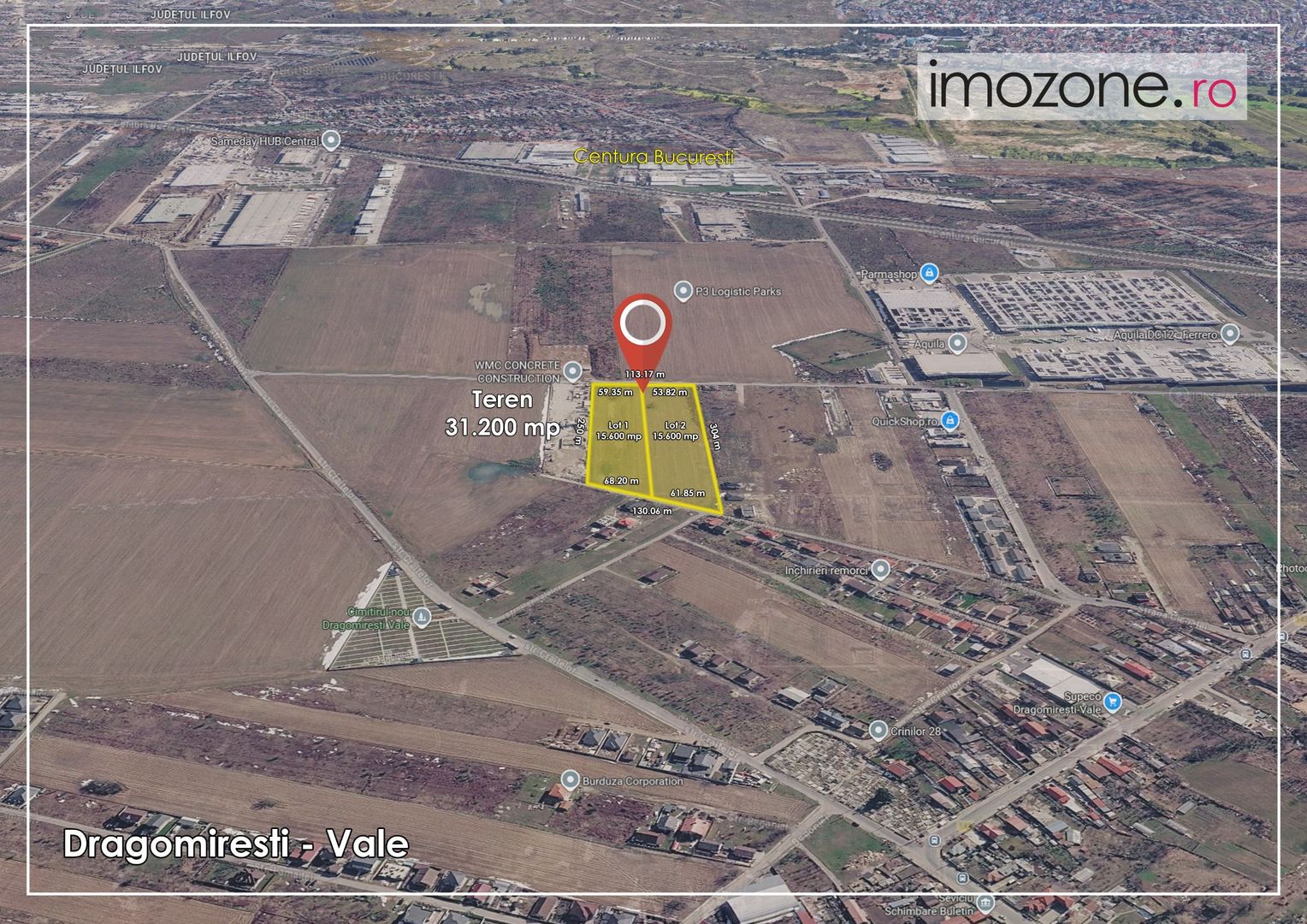 Dragomiresti Valea - Langa Centura, teren 15.600 mp, 28E/mp - Poză 2