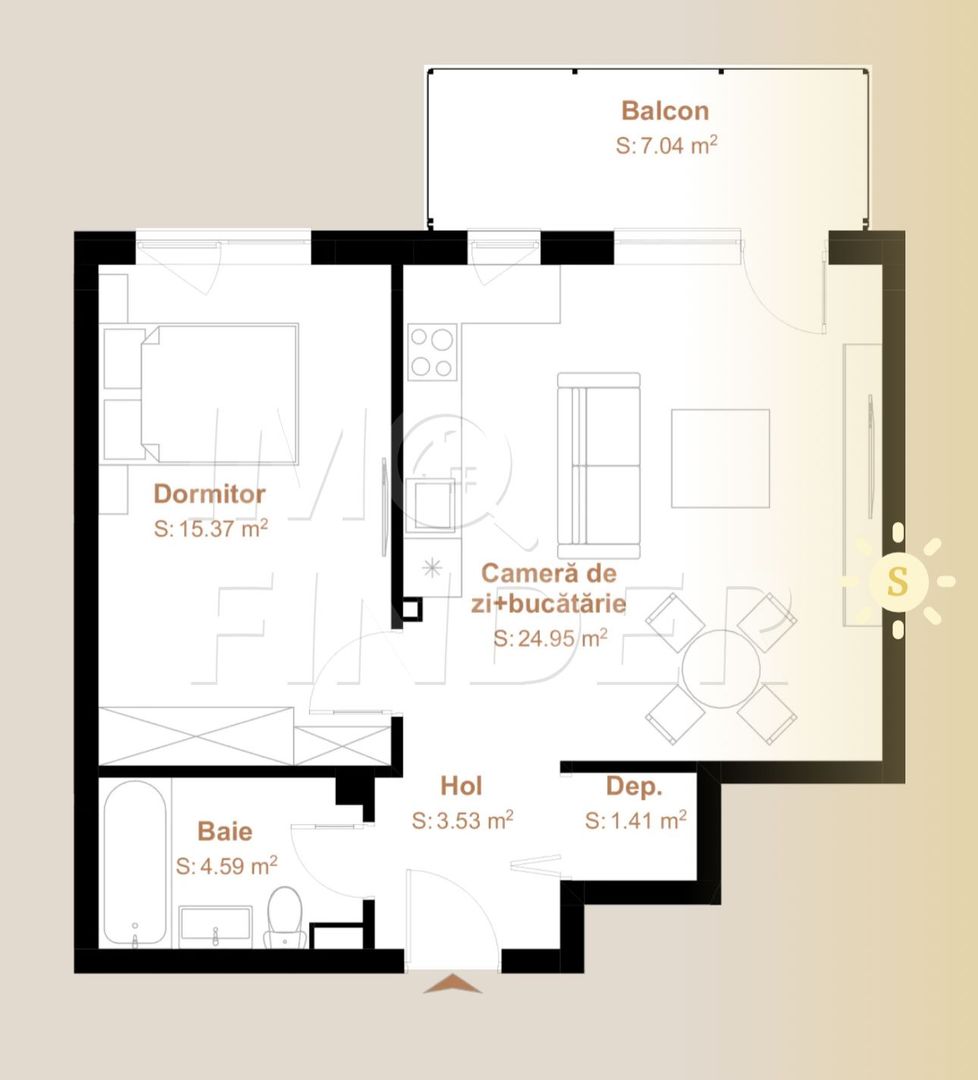 Apartament 2 camere ULTRAFINISAT, zona VIVO, cu CF - Poză 4