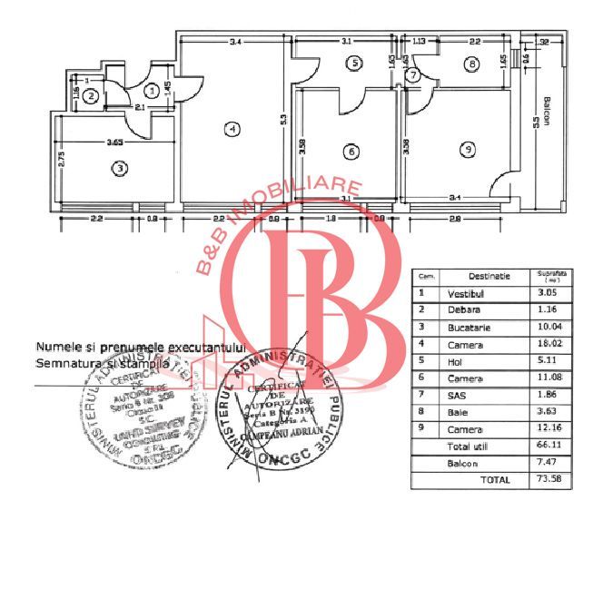 Apartament 3 camere-Metrou Costin Georgian-Piata Minis - Schiță 22
