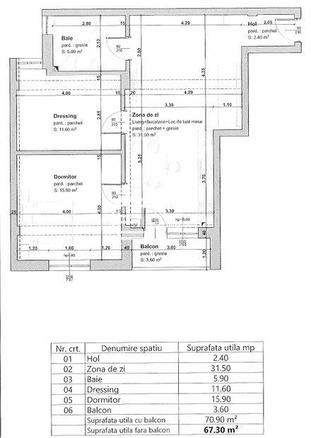Apartament 3 camere – 67,3 mp utili, etaj 1 – Șelimbăr, Sibiu - Schiță 6
