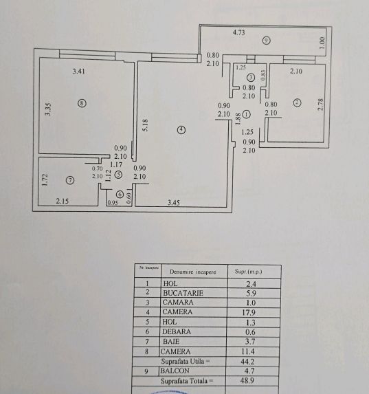 2 camere | centrala proprie | langa metrou | vedere spate  | Bd Ion Mihalache - Schiță 13