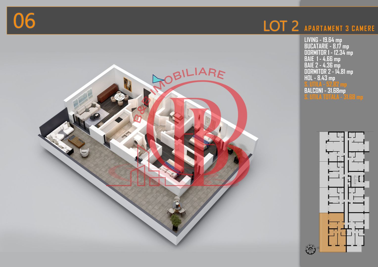 Apartament 3 camere cu Terasa Titan Th. Pallady-Sector 3 - Schiță 1