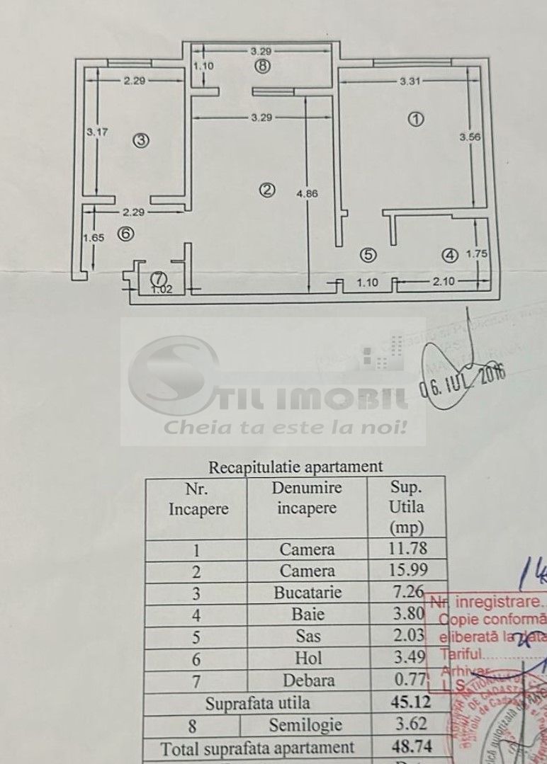 Ap. cu 2 camere - Str. Ciurchi - 49 mp - 78.000 doar cu plata cash ! - Schiță 6