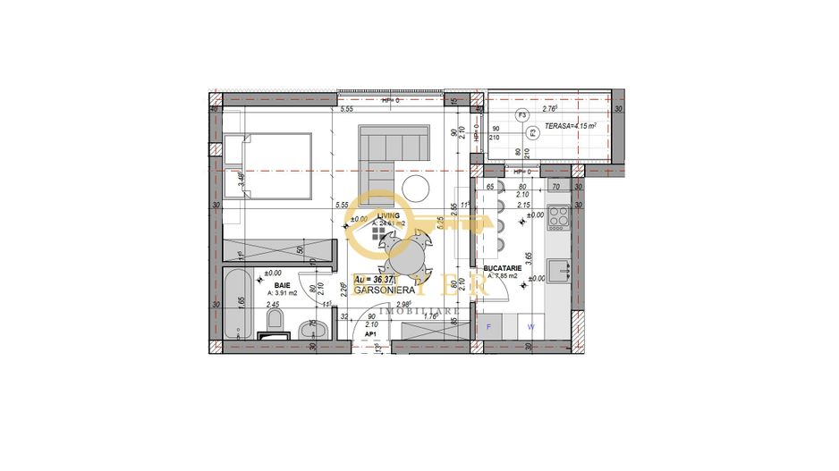 Garsoniera finisata la cheie, bucatarie separata, balcon, A.C- bl nou - Poză 2